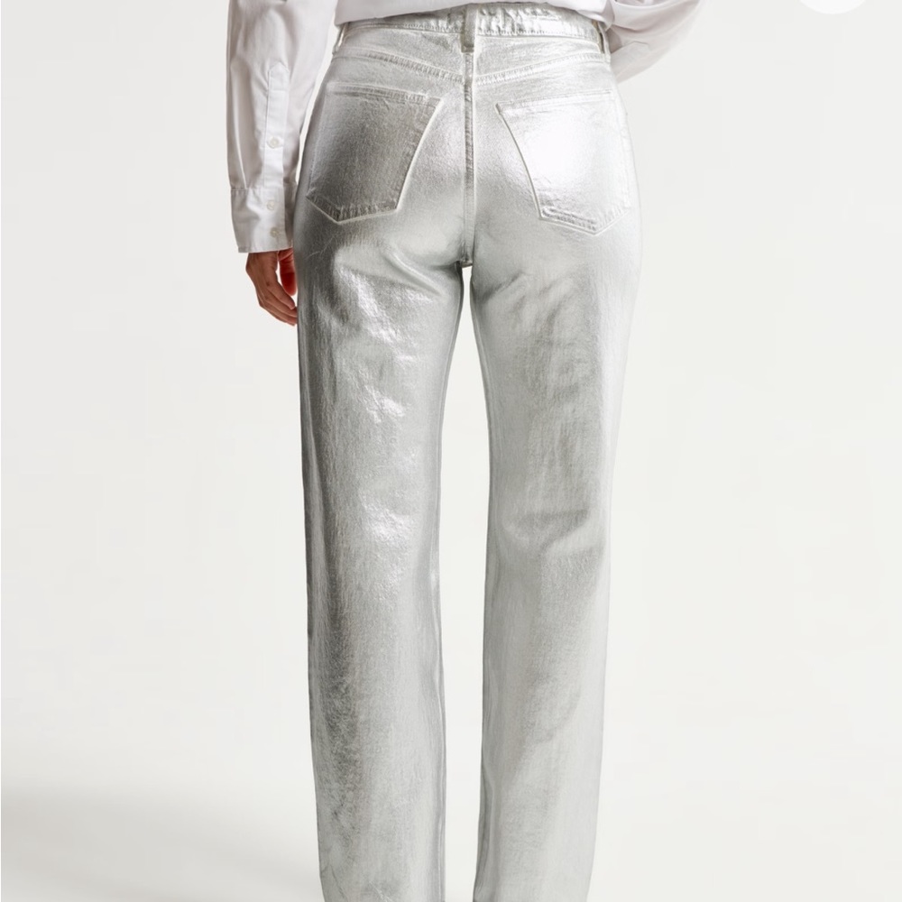 🔴90s relaxed straight jean silver metallic pants - Picture 4 of 5